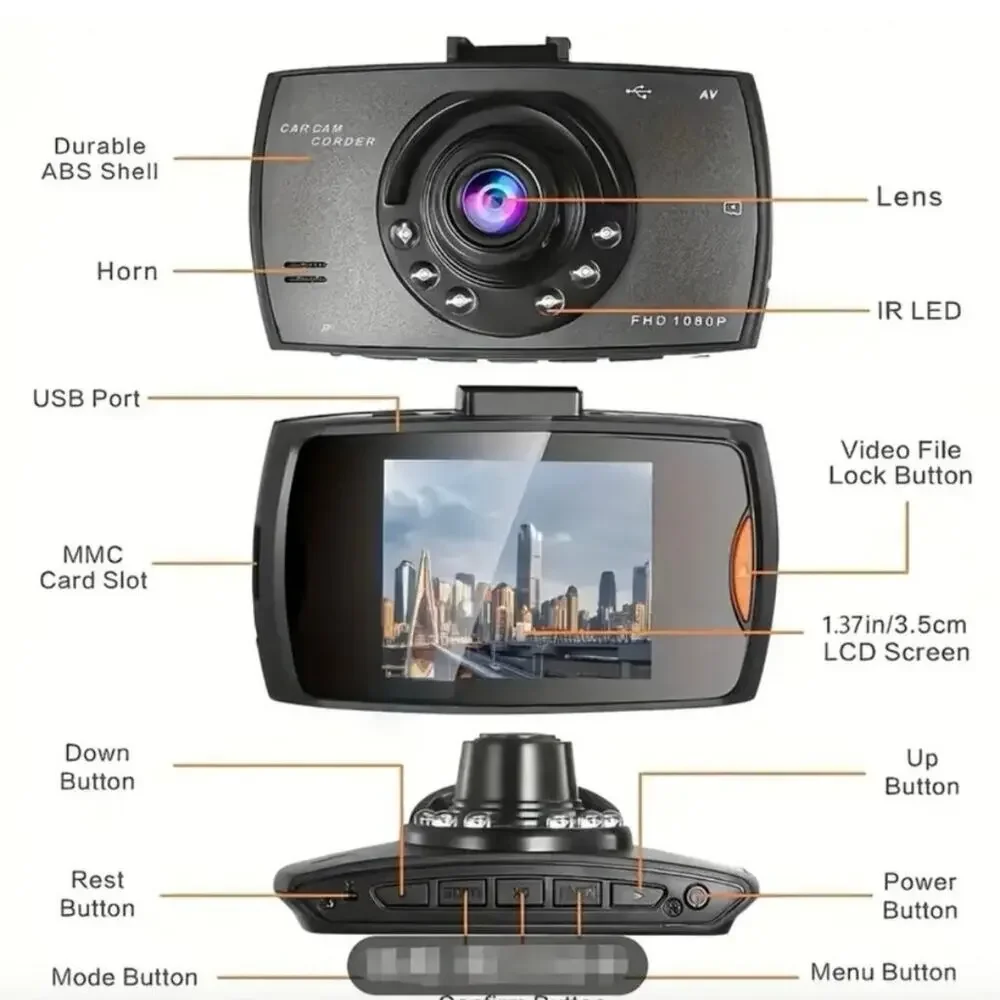 NEW HD 1080P Advanced Portable Dash Cam 2.7" LCD & Night Vision Camera + Mount - Picture 8 of 8